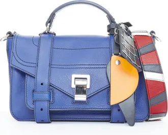 Proenza Schouler Runway PS1 Tiny blue leather patchwork multi charm bag
