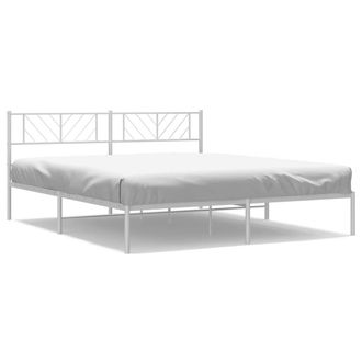 Berkfield Home Metal Bed Frame with Headboard White 183x213 cm