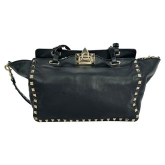 Valentino Valentino Garavani Medium Rockstud Tote Bag in zwart leer