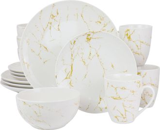 Elama Fine Marble 16 Piece Porcelain Dinnerware Set