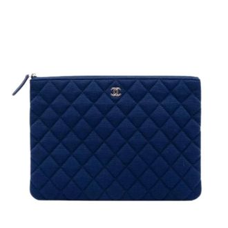 Chanel Pre-owned Clutches, female, Blue, Size: ONE SIZE Pre-owned Quilted Jersey Clutch