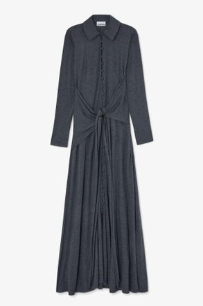 Ganni Mixed Long Dress in Grey Jersey - Size 10/12 Modal