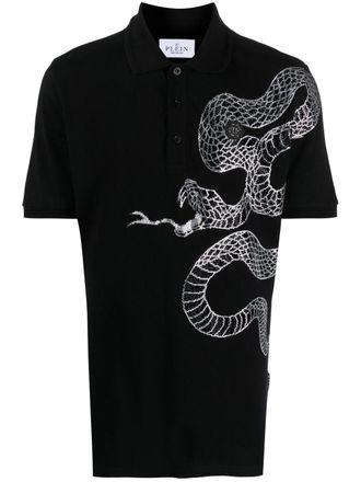 Philipp Plein Polo con stampa serpente - Nero