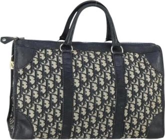 Dior Pre-owned Handbags, female, Blue, Size: ONE SIZE Pre-owned Vintage Trotter Canvas Hand Bag