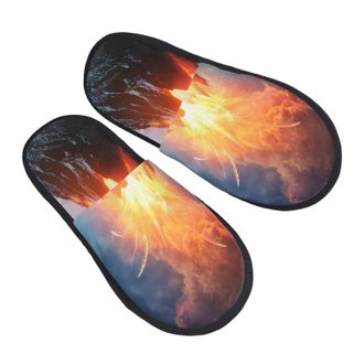 Generic Warm Slipper Active Volcano Eruption Home Slipper Comfortable Scuff Slippers Non-Slip Fluffy Slippers For Winter Hotel Travel L