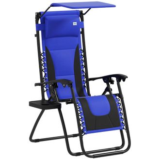 OUTSUNNY Zero Gravity Lounger Chair - Folding Reclining Chair - Blue | TJ Hughes