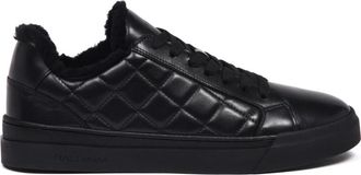 Baldinini Gewatteerde Leren Sneaker - Heren - Sneakers - Zwart - 45 EU - Leer - Schoenen