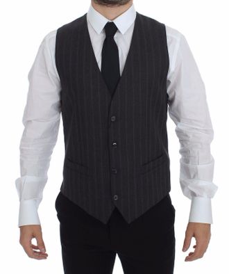 Dolce & Gabbana Mens Gray Pinstripe Vest - Dark Grey - Size EU 48 (Mens)