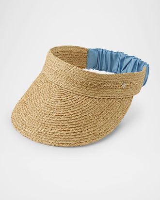 Helen Kaminski Medea Classic Straw & Ribbon Visor