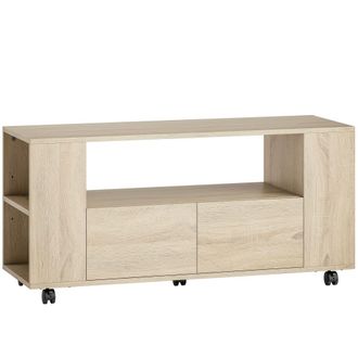 HOMCOM Mueble de tv 102x34.5x48.5 cm madera natural