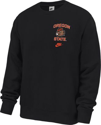 Nike Oregon State Club Fleece Nike Mens College Pullover Crew-Neck Sweatshirt in Black | M33234P395ORST-BLK