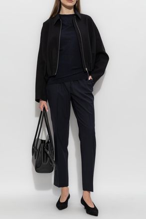 Fabiana Filippi Wool Pleated Trousers, Womens, Navy Blue