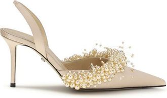 Mach & Mach Beige Silk High Heel Womens Pumps