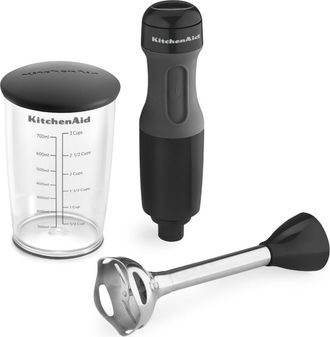 KitchenAid 2-Speed Corded Hand Blender, Onyx Black with Blending Jar and Lid