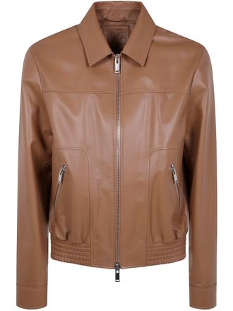 Desa Leather Fitted Bomber Jacket