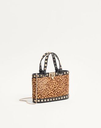 Valentino Garavani Mini Borsa Shopping Rockstud In Vitello Effetto Cavallino Animalier Donna ANIMALIER UNI