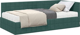 vidaXL Estructura De Cama Esquina Con Colch&oacute;n 2 Uds. Verde Oscuro Vidaxl