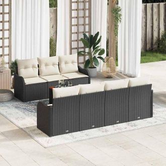 vidaXL Vidaxl - Conjunto De Sof&aacute; De Jard&iacute;n 8 Pcs Negro, Blanco