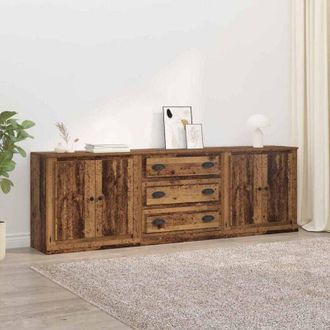 vidaXL vidaXL Sideboards con cassetto 3 pcs Rovere Nero 210 x 35,5 x 67,5 cm