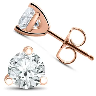 Pompeii3 F/SI1 2ct Lab Grown Diamond Martni Studs 14k Gold
