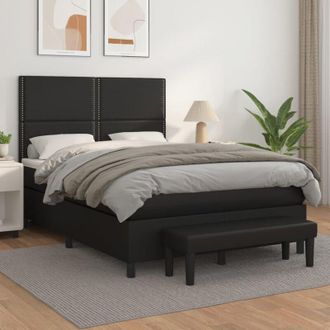 vidaXL Vidaxl - Cama Box Spring Con Colch&oacute;n Cuero Sint&eacute;tico Negro 140x200cm