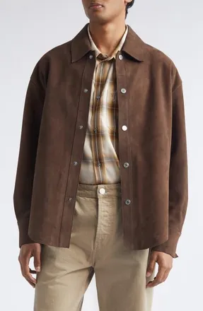 Ami Goatskin Suede Overshirt in Chocolat at Nordstrom, Size X-Large