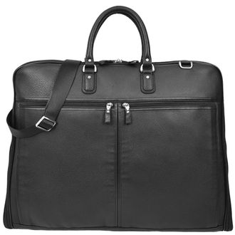 House Of Leather Real Leather Suit Carrier Slim Travel Bag Garment Carrier Lared Black | Size: Large