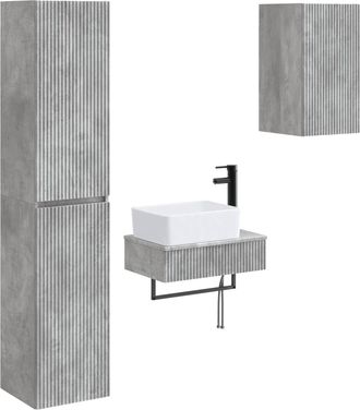 vidaXL Juego De Muebles De Ba&ntilde;o 3 Uds. Gris Hormig&oacute;n Vidaxl