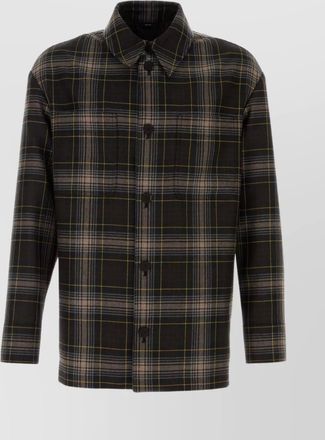 Fendi wool shirt with embroidered checked pattern