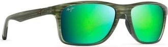Maui Jim Onshore Gepolariseerde Rechthoekige Zonnebril - Heren - Zonnebrillen - Groen - 58 MM - Nylon - Accessoires