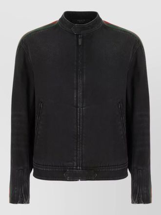 Gucci denim jacket long sleeves stand collar