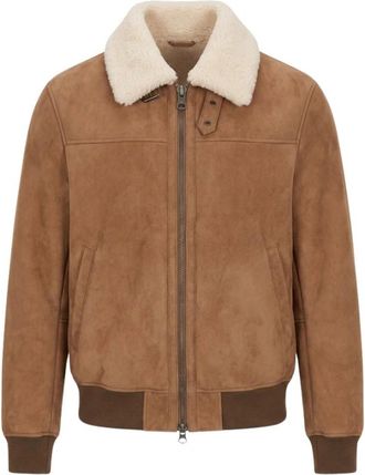STEWART Sean Shearling Jas - Heren - Bomber jackets - Bruin - 2XL - Leer - Jassen