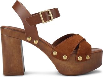 Kurt Geiger Womens Leather Rua Block Sandals - Brown - Size UK 8