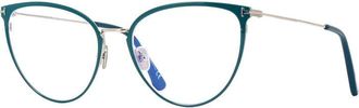 Tom Ford FT5840-B 087 Shiny Turquoise/Palladium/Clear Blue Light Block 56mm