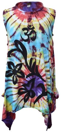 Gheri Womens Rainbow Tie dye Sleeveless Side Cut Out Top Boho Dress Size 12
