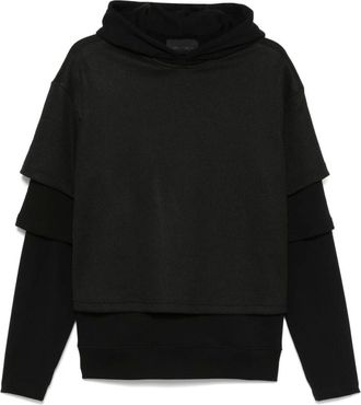 Heliot Emil Hoodies, male, Black, S, Layered Black Hoodie Cotton Pullover