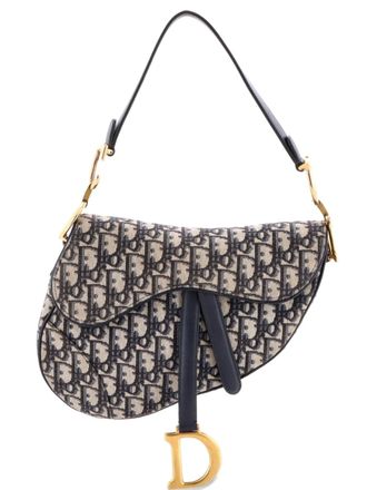 Dior Saddle Handbag Oblique Canvas Medium shoulder bag - Blu