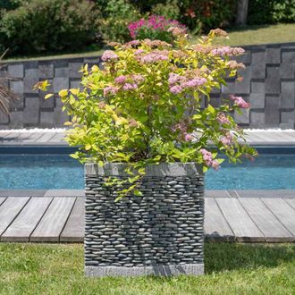 Wanda Collection Wanda Collection - Maceta Tiesto Jardinera Cuadrada Cubo Piedra 50 Cm Jard&iacute;&shy;n Zen Terraza