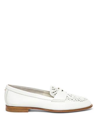Santoni Womens Leather Penny Loafer in White at Nordstrom, Size 11.5