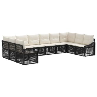 vidaXL Conjunto De Sof&aacute;s De Jard&iacute;n 10 Pcs Negro Rat&aacute;n Sint&eacute;tico Vidaxl