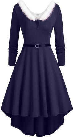 Generic Dress for Womens, Womens Ladies Soft Velvet Mrs Santa Claus Costume Christmas Fancy Dress Outfit for Summer Holiday