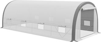 OUTSUNNY Walk-in Tunnel Greenhouse - Upgraded Structure - Mesh Door & Windows | TJ Hughes White
