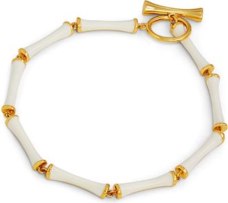 Savvy Cie Jewels 14K GOLD PLATED OVER BRASS PINK ENAMEL TOGGLE DESIGN CLASP BRACELET