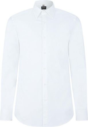 HUGO BOSS Mens Collared Neck Point Collar Long Sleeve Shirt in White - Size 15 inch