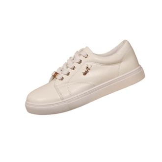 Generic White Womens Everyday Shoes with A Sporty Vibe, Lace-Up Design, Round Toe, Soft Cushioned Sole for Support