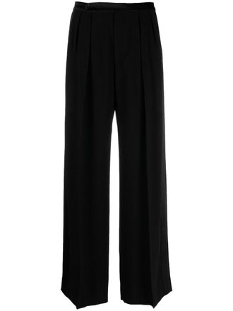 Aspesi satin-trim pleated trousers - Black