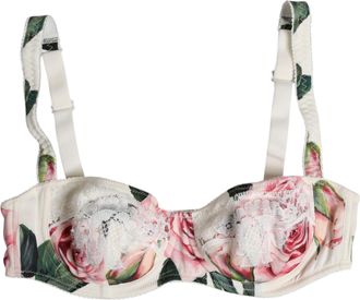 Dolce & Gabbana White Floral Balconette Underwired Bra Womens Underwear