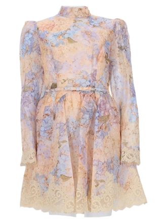 Zimmermann Mini Dress With Floral Pattern And Lace Trim