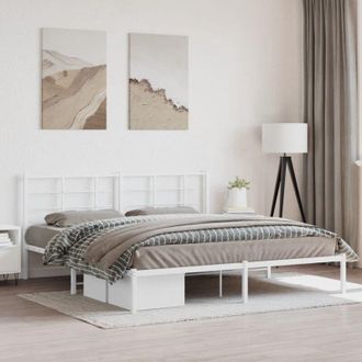 vidaXL Giroletto con Testiera Metallo Bianco 180x200 cm - Vidaxl
