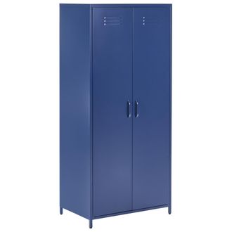 Beliani Armario De Metal Azul Marino 76 X 50 Cm 2 Puertas 4 Estantes Almacenaje Varna